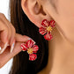 Aretes flores rojas - acero inoxidable