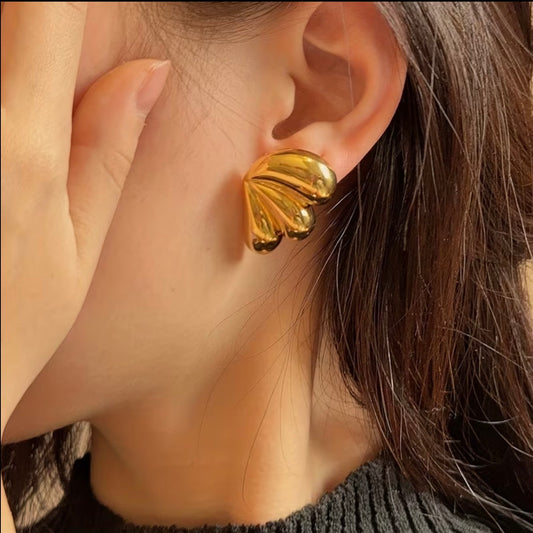 Aretes dorados alitas- acero inoxidable