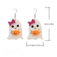 Aretes fantasmitas con lazo rosado