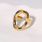 Anillo ajustable ovalado dorado/ Acero inoxidable