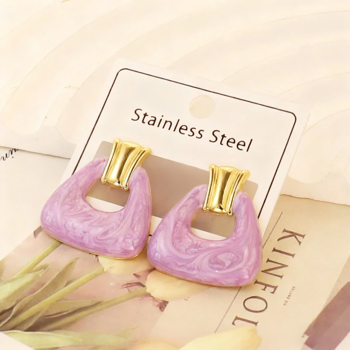 Aretes lilas - acero inoxidable