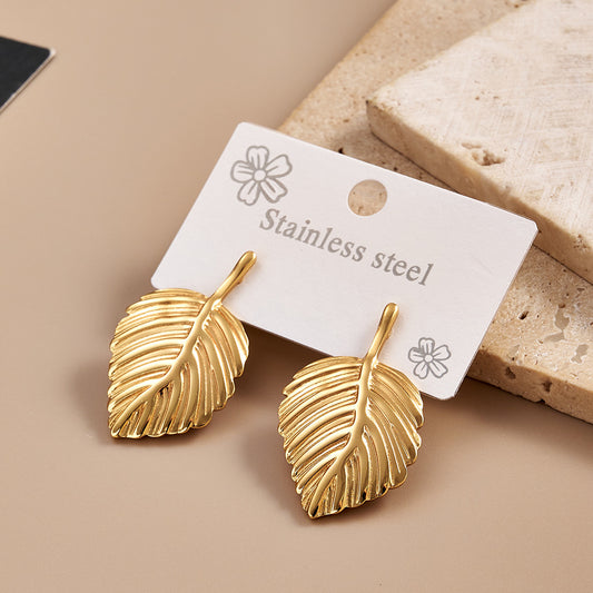 Aretes hojitas doradas - acero inoxidable