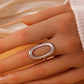 Anillo ajustable óvalo plateado mod2- acero inoxidable
