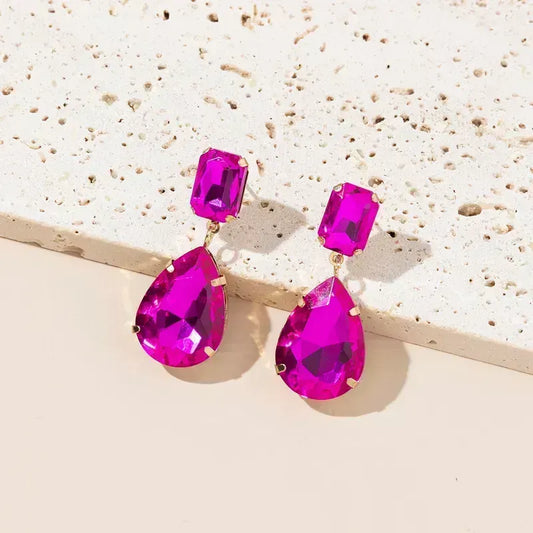 Aretes de gota rosados