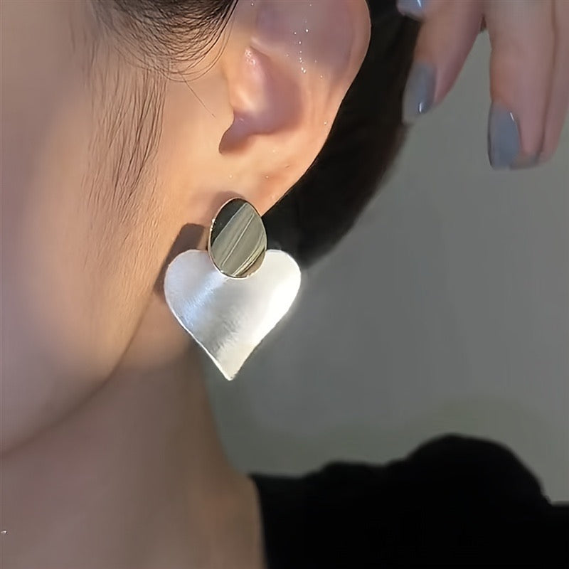 Aretes corazones bicolor