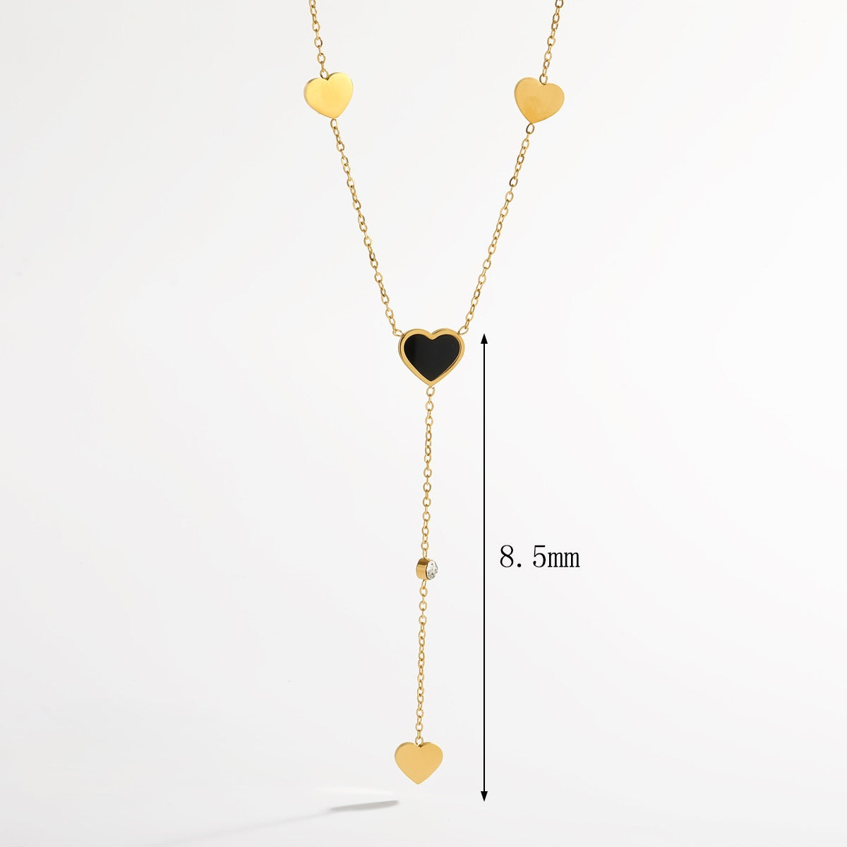 Collar largo de corazones  - Acero inoxidable