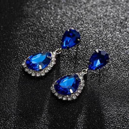 Aretes de gota azul rey