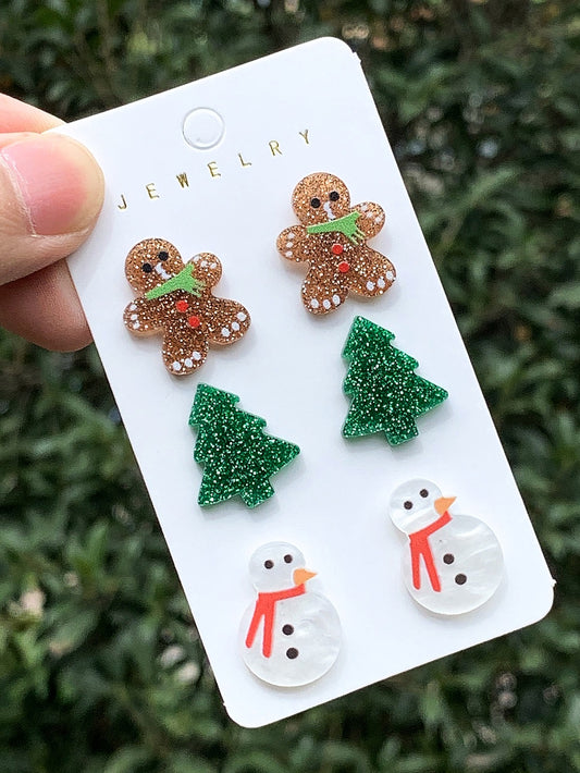 Set de aretes navideños - 6 piezas mod3