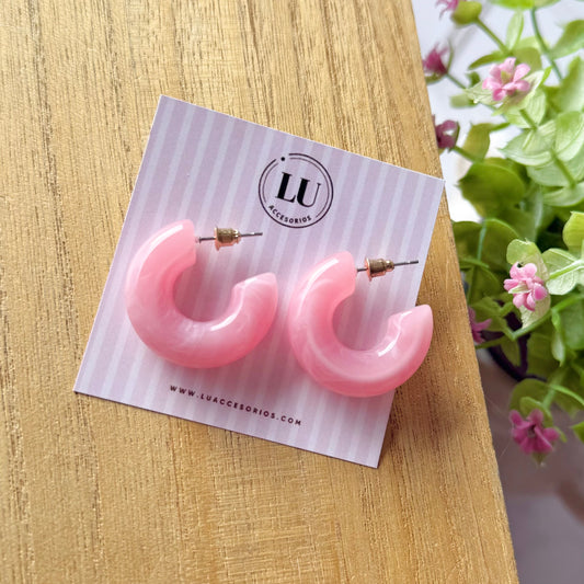 Aretes medio círculo - rosa