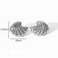 Aretes de abanicos plateados - acero inoxidable
