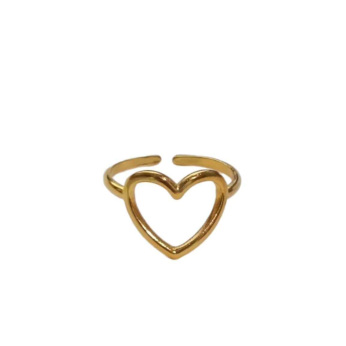 Anillo ajustable corazón  - acero inoxidable