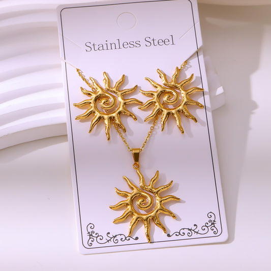 Set de collar + aretes soles- acero inoxidable