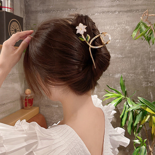 Pinza para cabello- flor blanca