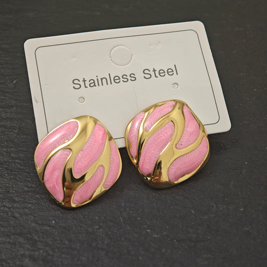 Aretes rosados mod3- acero inoxidable