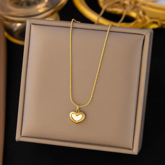 Collar con dije de corazon blanco - acero inoxidable