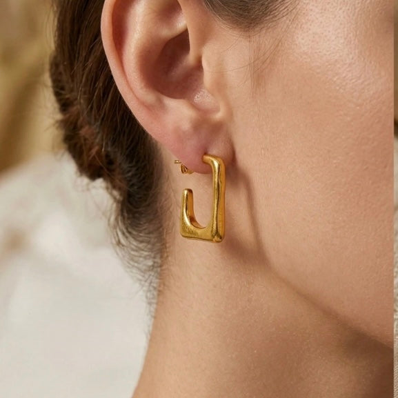 Aretes dorados rectangulares - acero inoxidable