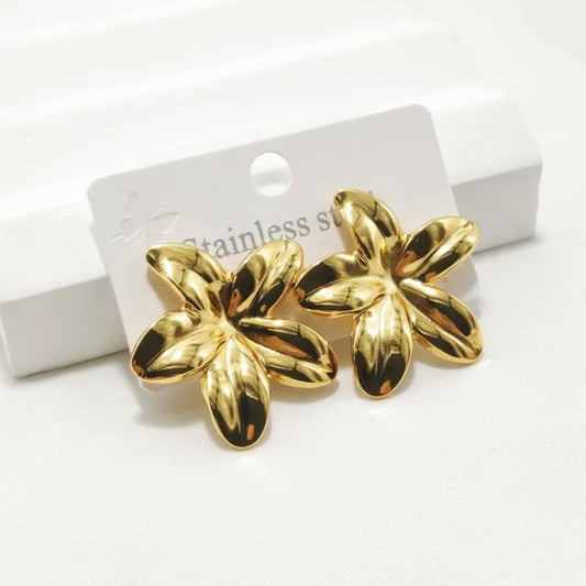 Aretes flores doradas - acero inoxidable