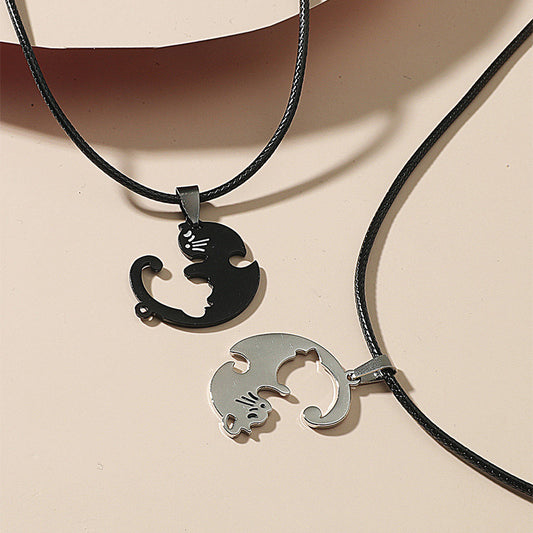 Collares de pareja gatitos abrazados - 2 collares