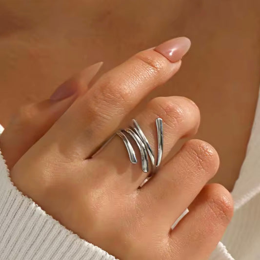 Anillo ajustable plateado - acero inoxidable
