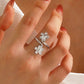 Anillo ajustable doble flor - acero inoxidable