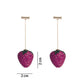 Aretes de fresas con pedrería- rosa fuerte