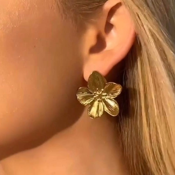 Aretes de flores de acero inoxidable