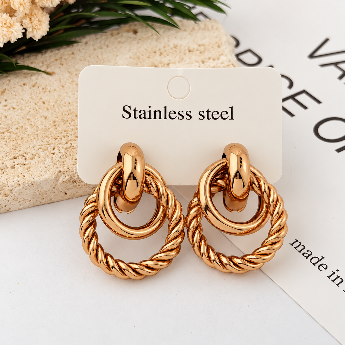 Aretes dorados mod3 - acero inoxidable