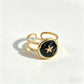 Anillo ajustable estrella negra - acero inoxidable