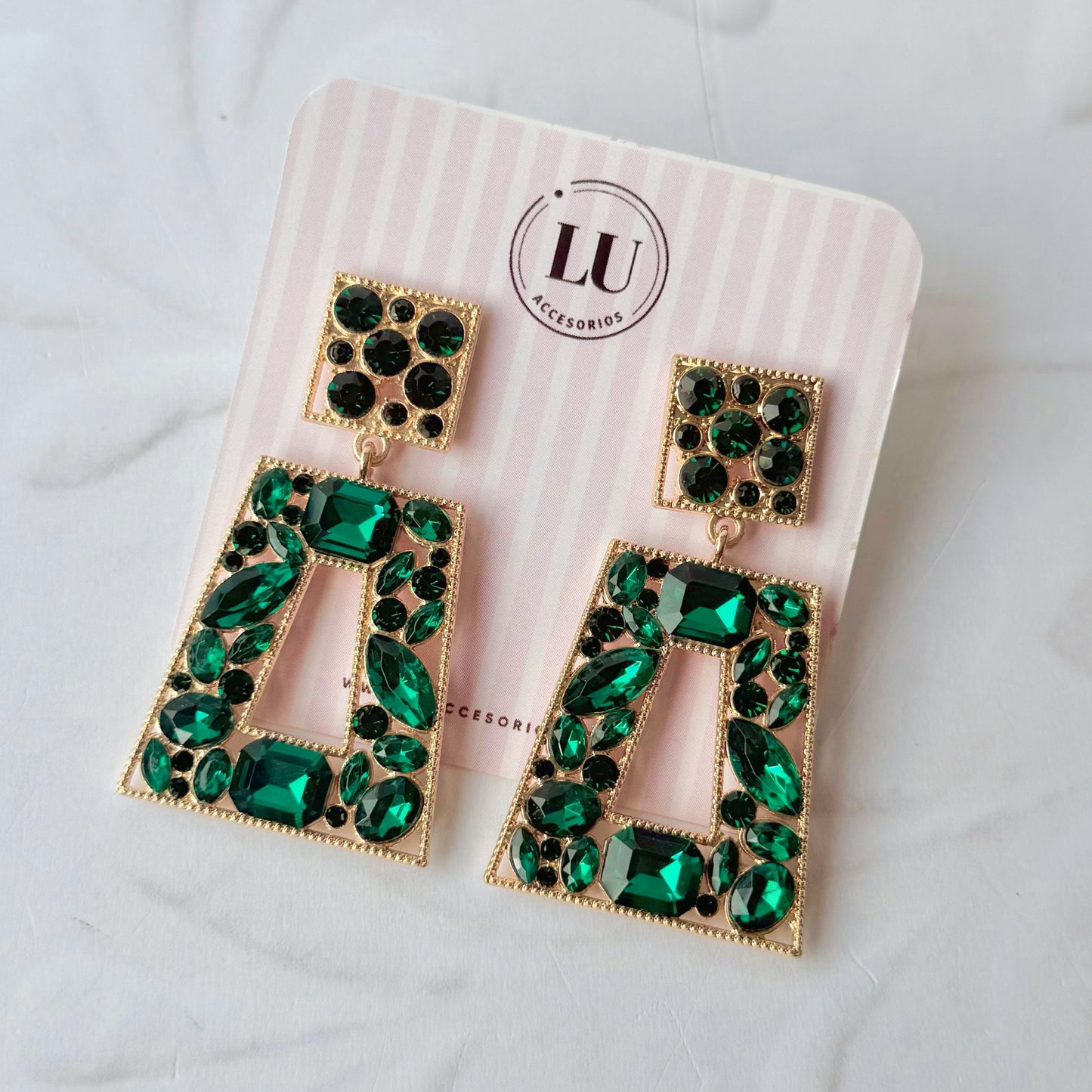 Aretes pedrería  verdes