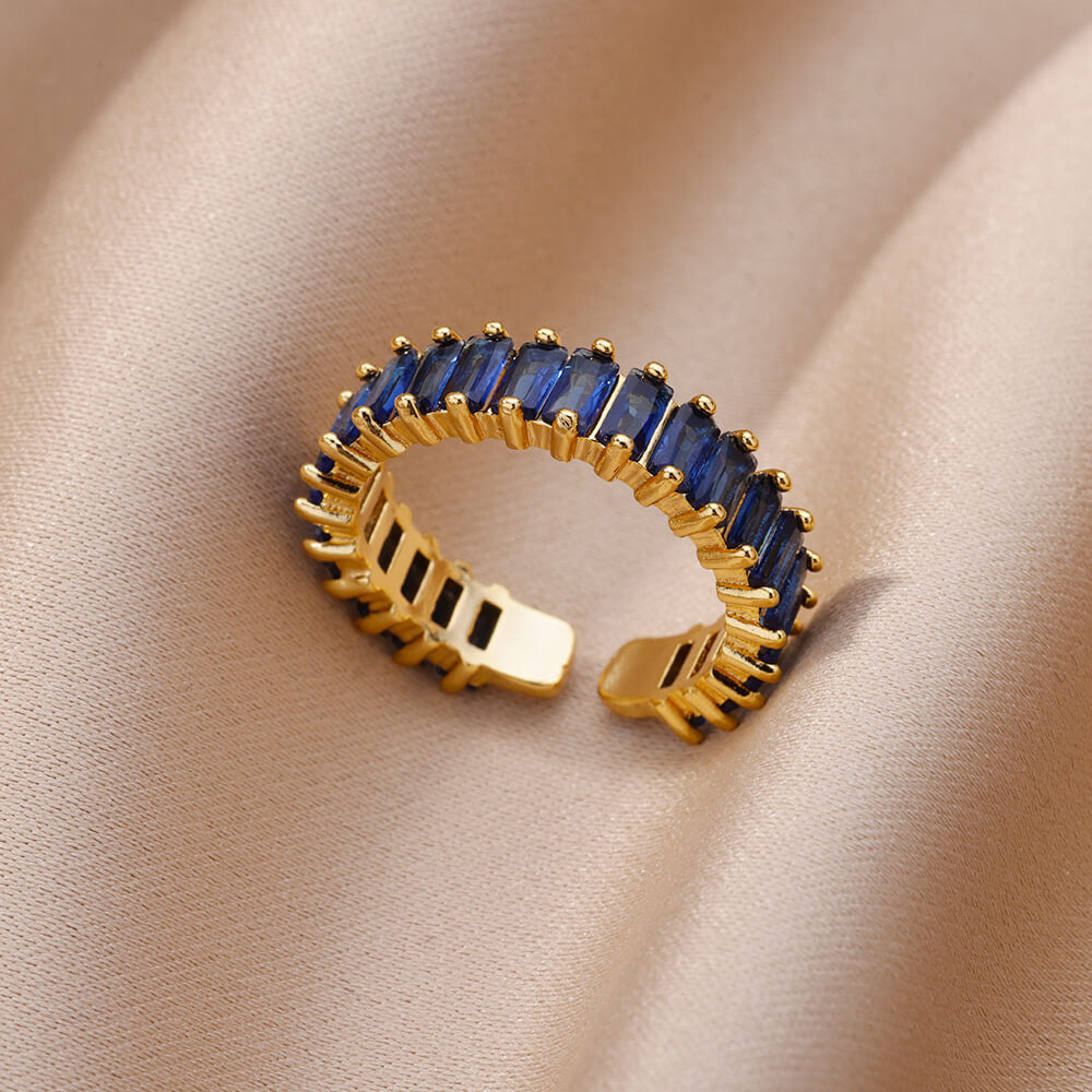 Anillo ajustable azul - acero inoxidable