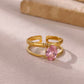 Anillo ajustable pedrería rosa - acero inoxidable