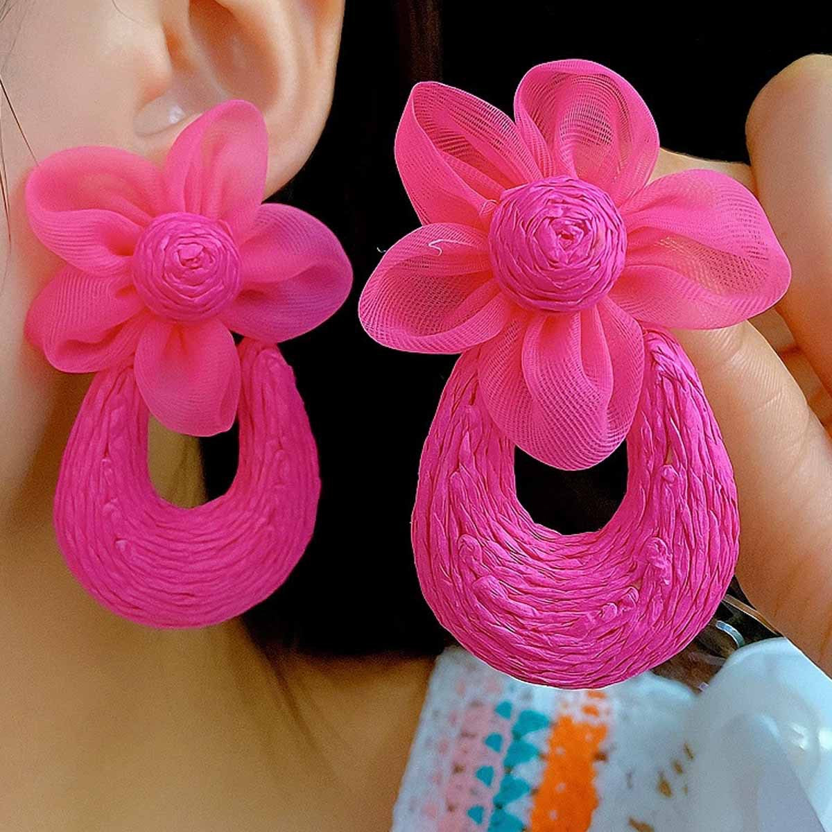 Aretes flores rosadas