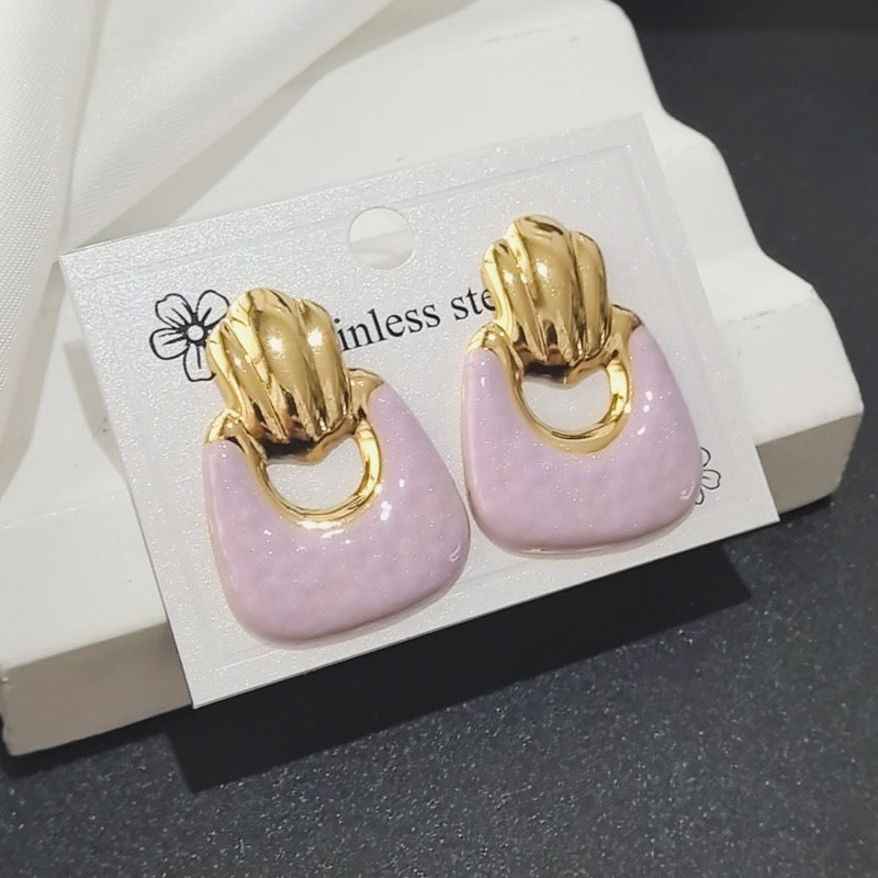 Aretes acero inoxidable - lilas