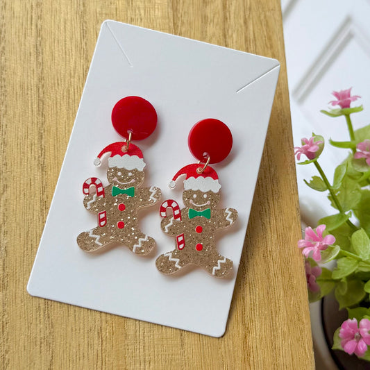 Aretes de galletas de jengibre con gorrito