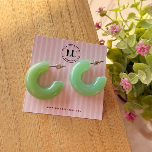 Aretes medio círculo - verdes
