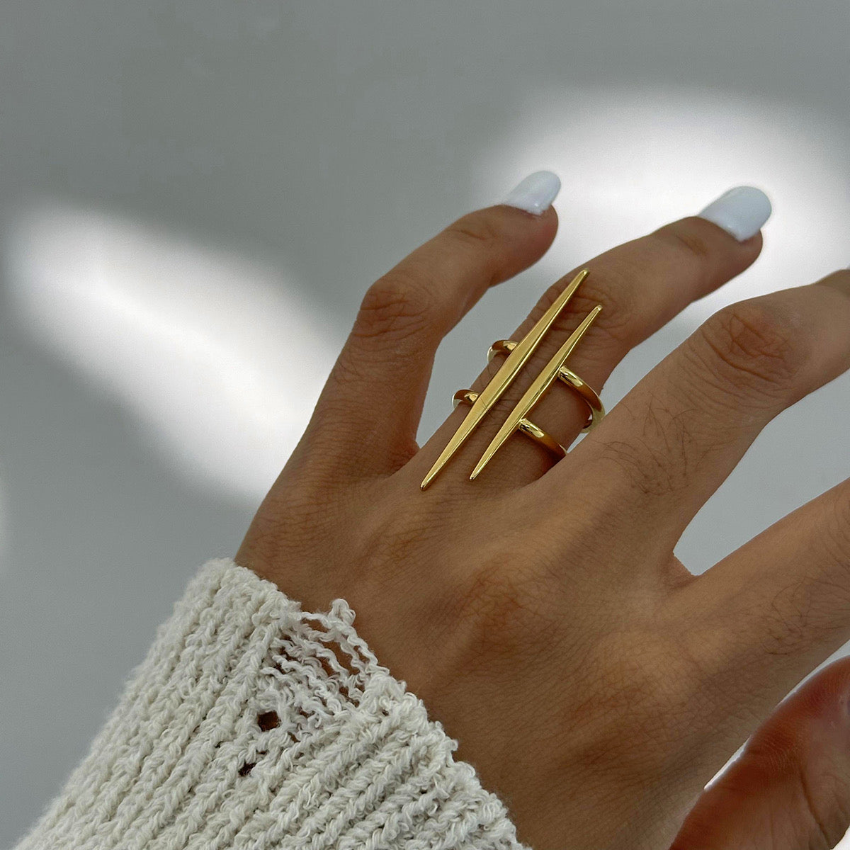 Anillo dorado ajustable mod8- acero inoxidable