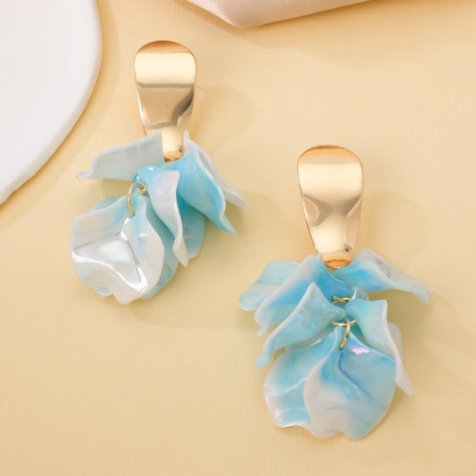 Aretes de pétalos azules