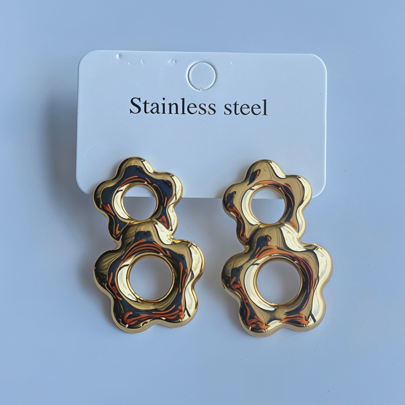 Aretes de flores dobles - acero inoxidable