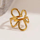 Anillo ajustable flor - acero inoxidable