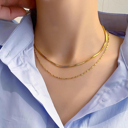 Collar 2 en 1 dorado - acero inoxidable dorado