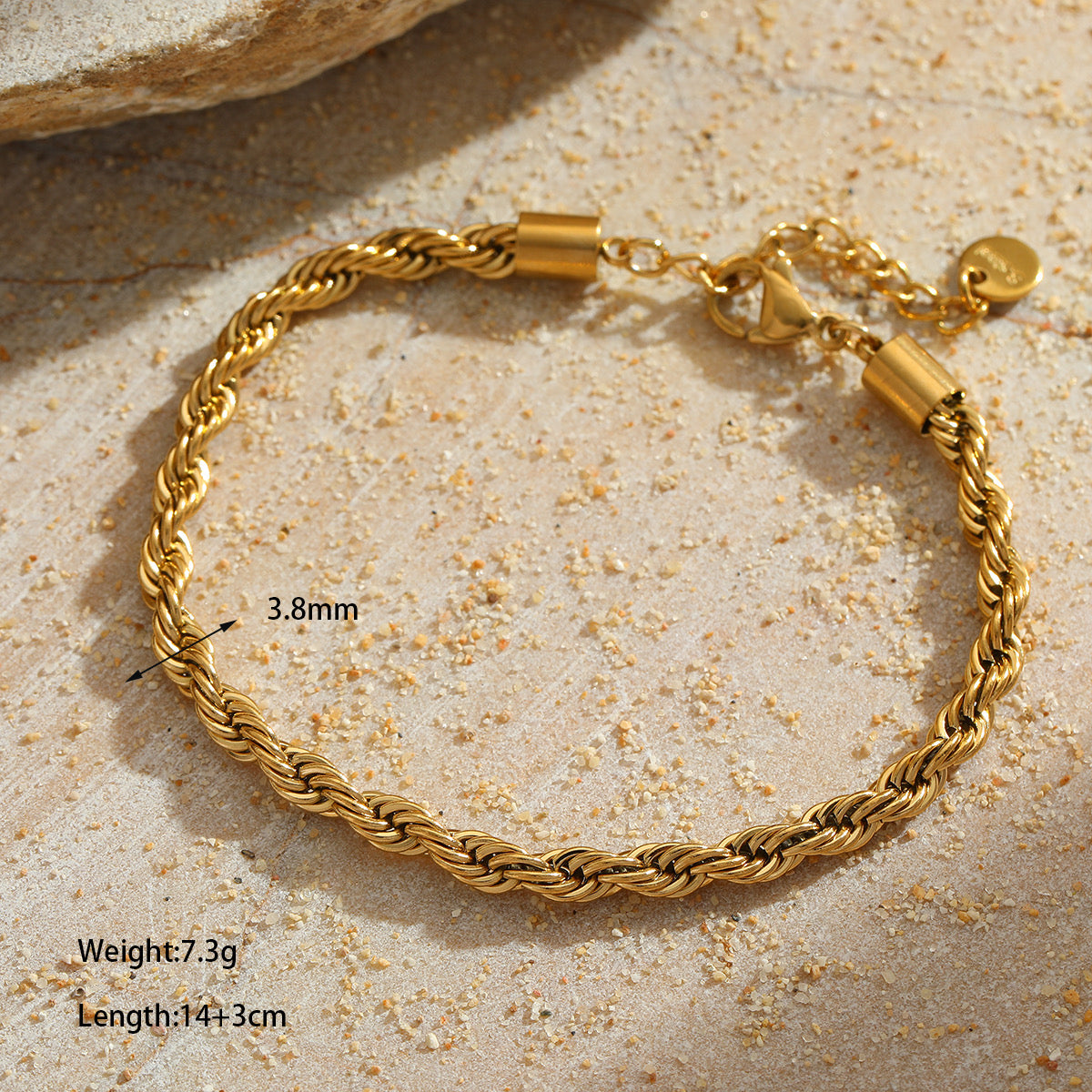 Pulsera espiral dorada 4mm- acero inoxidable