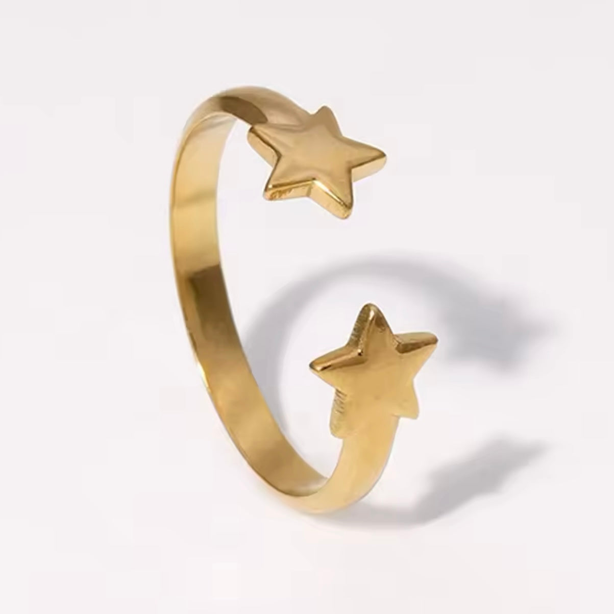 Anillo ajustable de estrellas - acero inoxidable - 1 pieza