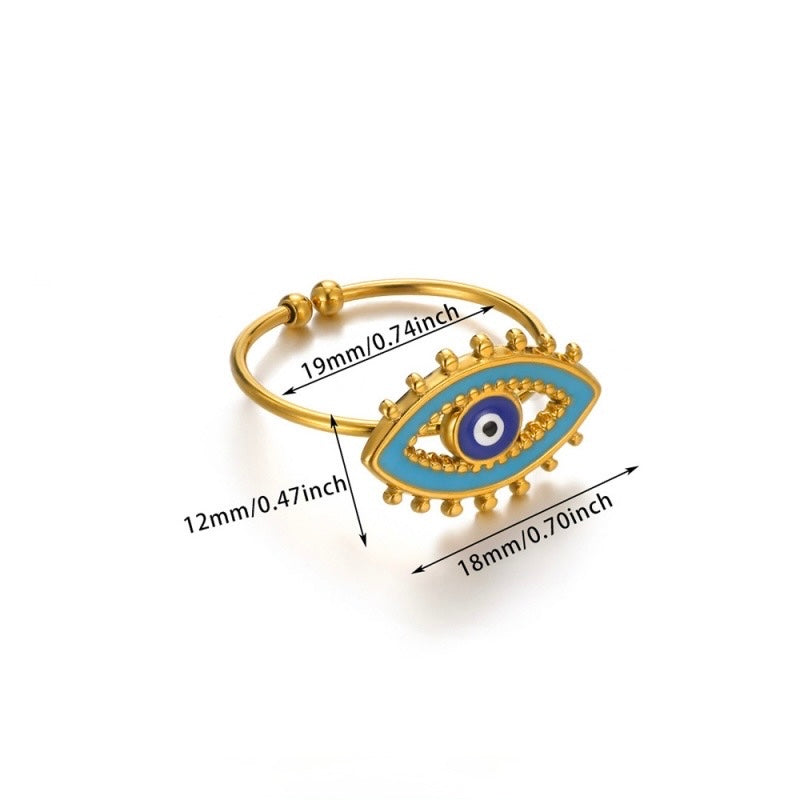 Anillo ajustable ojito azul - acero inoxidable