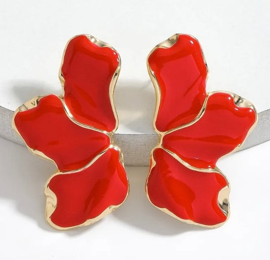 Aretes abanicos rojos