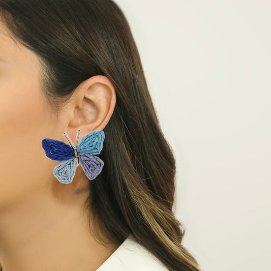 Aretes mariposas azules