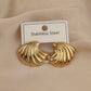 Aretes de abanicos dorados - acero inoxidable