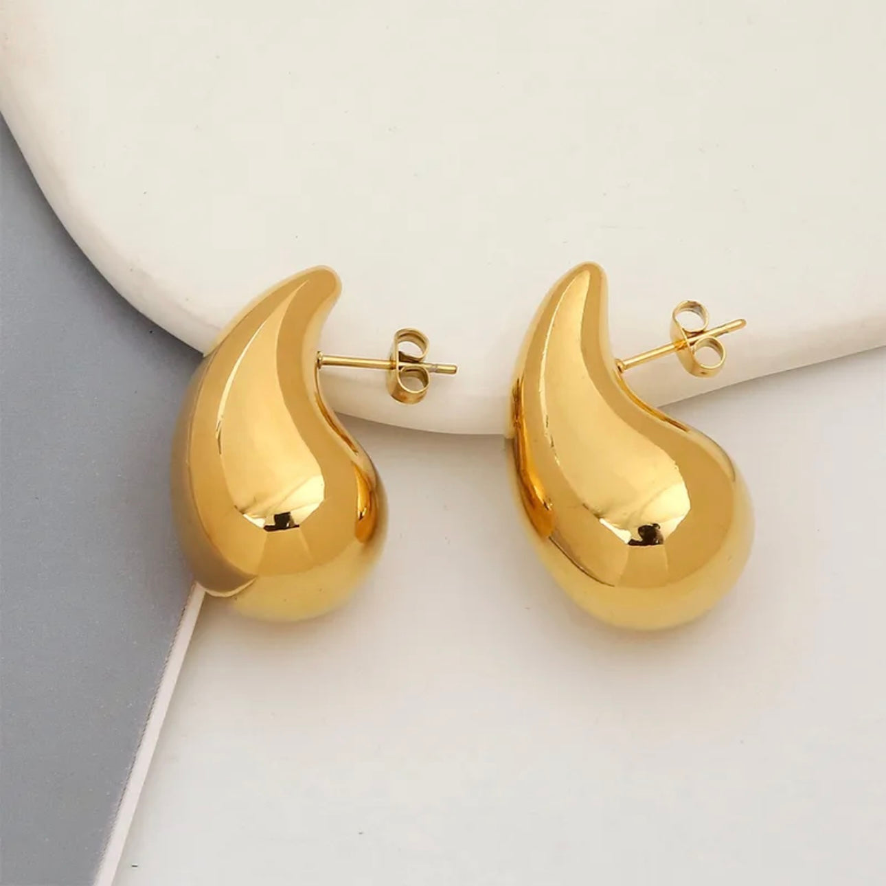 Aretes de gota - dorados acero inoxidable