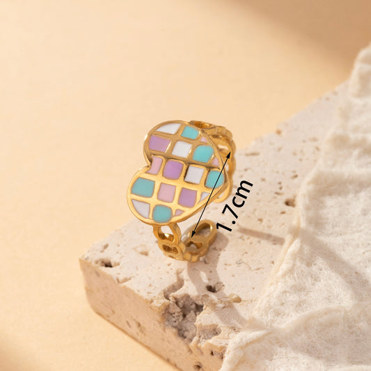 Anillo ajustable corazón  - acero inoxidable