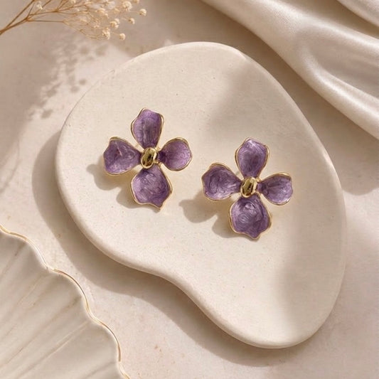 Aretes de florecitas moradas