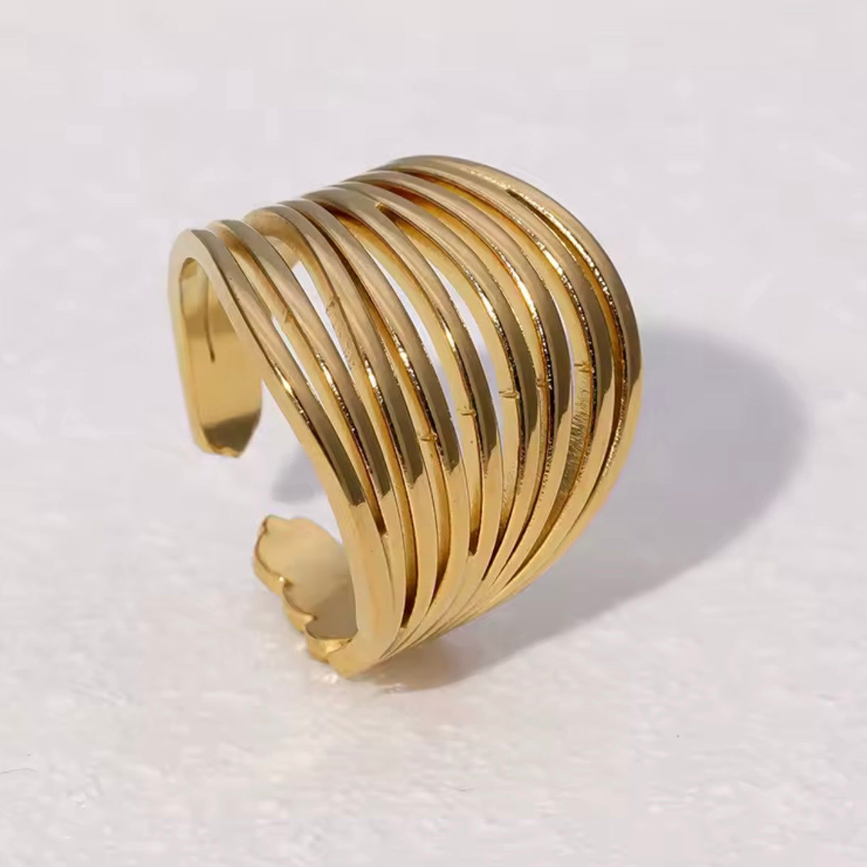 Anillo ajustable dorado - acero inoxidable
